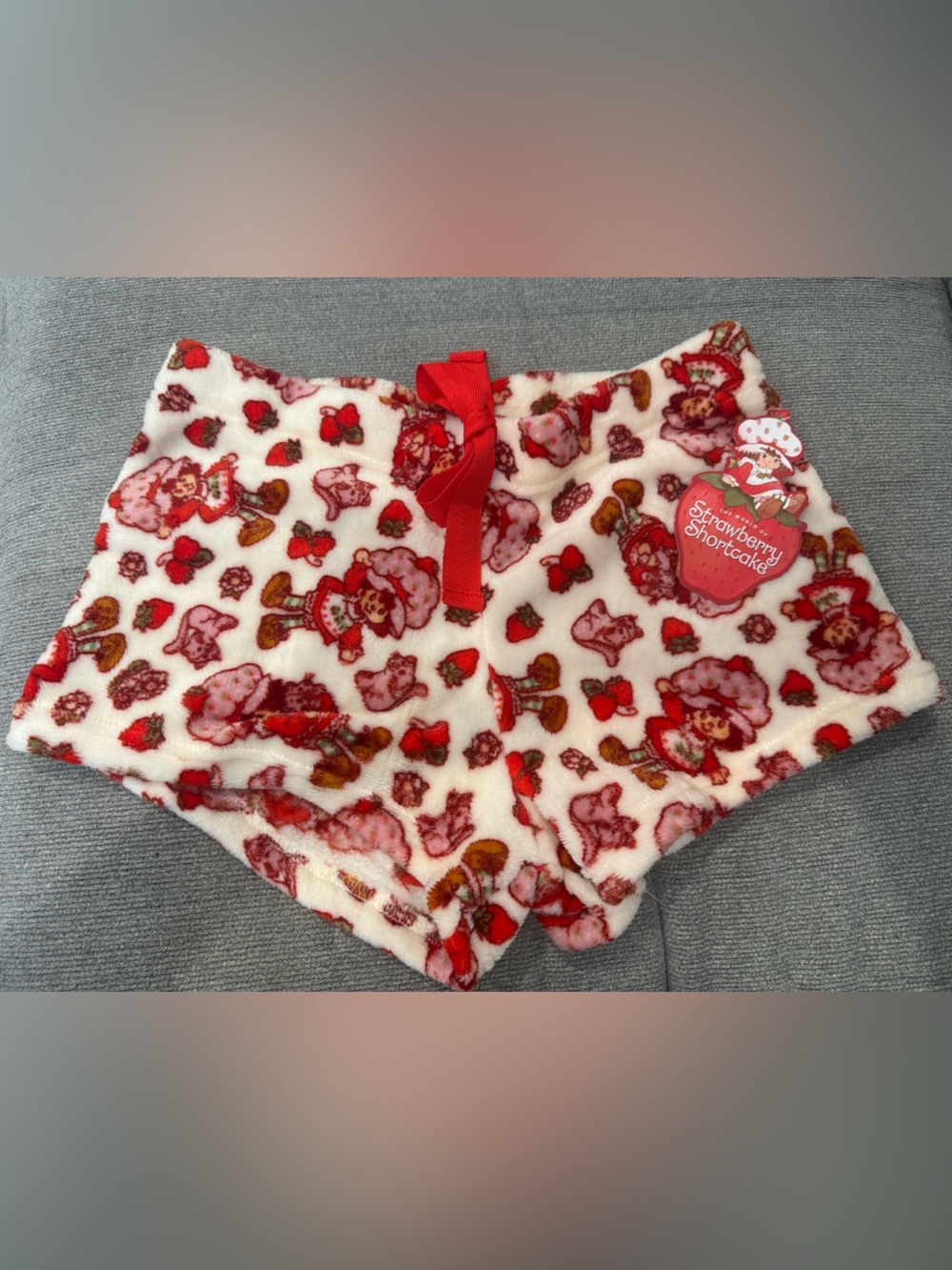 NWT Strawberry Shortcake Plush Pajama Shorts - Red & White